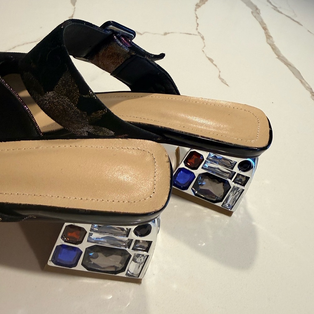 Elegant Floral Women's Heels with Jewel Accent